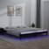 vidaXL Estructura De Cama Con Led Madera Maciza Negro 140x190 cm