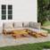 vidaXL 6-tlg Garten-Lounge-Set Mit Hellgrauen Kissen Massivholz - Braun Lounge-Set