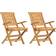 vidaXL Chaises De Jardin Pliantes 2 Pcs 56x63x90 cm Bois Massif Teck