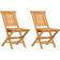 vidaXL Chaises De Jardin Pliantes 2 Pcs 47x63x90 cm Bois Massif Teck