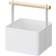 Yamazaki Home Home Storage Basket Wood Handle Organizer, White