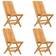 vidaXL Folding Garden Chairs 4 Teak Garden Dining Chair