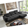 Poco Speed ​​Black Sofa 285cm 3-Sitzer