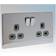 BG Flatplate Screwless 2 Gang 13A Switched Socket Chrome Grey Inserts