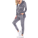 White Mark Women's Velour Tracksuit Set - Charcoal