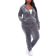 White Mark Velour Tracksuit Set Plus Size - Grey