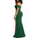 YMDUCH Women's Off Shoulder High Split Evening Gown - Dark Green