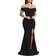 YMDUCH Women's Off Shoulder High Split Evening Gown - Black