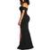 YMDUCH Women's Off Shoulder High Split Evening Gown - Black