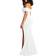 YMDUCH Women's Off Shoulder High Split Evening Gown - White