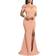 YMDUCH Women's Off Shoulder High Split Evening Gown - Pink