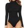 Mangopop Women's Mock Turtle Neck Long Sleeve Tops Bodysuit - Black