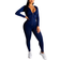 PrettyGarden Women's Two Piece Tracksuit Set - Dark Blue