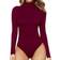 Mangopop Women's Mock Turtle Neck Long Sleeve Tops Bodysuit - Burgundy