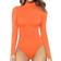 Mangopop Women's Mock Turtle Neck Long Sleeve Tops Bodysuit - Orange