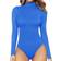 Mangopop Women's Mock Turtle Neck Long Sleeve Tops Bodysuit - Royal Blue