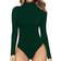 Mangopop Women's Mock Turtle Neck Long Sleeve Tops Bodysuit - Deep Green