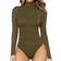 Mangopop Women's Mock Turtle Neck Long Sleeve Tops Bodysuit - Army Green