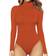 Mangopop Women's Mock Turtle Neck Long Sleeve Tops Bodysuit - Sorrel