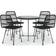 vidaXL Dining 5 Piece Outdoor Table and Chairs Black Poly Rattan Set da pranzo per patio