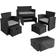 tectake Salottino In Rattan Modena 3 + 2 + 1 - Nero/Grigio Set da Bistrot, 1 Tavolo incluso 2 Sedie