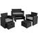 tectake Salottino In Rattan Modena 3 + 2 + 1 - Nero/Grigio Set da Bistrot, 1 Tavolo incluso 2 Sedie