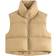 Fuinloth Women's High Stand Collar Lightweight Zip Crop Puffer Gilet - Khaki