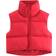 Fuinloth Women's High Stand Collar Lightweight Zip Crop Puffer Gilet - Red