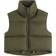 Fuinloth Women's High Stand Collar Lightweight Zip Crop Puffer Gilet - Army Green