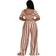 BffBaby Backless Short Sleeve Crop Top High Waist Wide Leg Long Pant Set - Brown