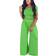 BffBaby Backless Short Sleeve Crop Top High Waist Wide Leg Long Pant Set - Green/Blue