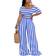 BffBaby Backless Short Sleeve Crop Top High Waist Wide Leg Long Pant Set - Blue