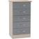 SECONIQUE Nevada Grey Gloss/Light Oak Chest of Drawer 50x193cm