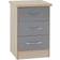 SECONIQUE Nevada Grey Gloss/Light Oak Effect Veneer Bedside Table 40x40cm