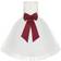 Ekidsbridal Junior Floral Lace Flower Girl Christening Baptism Dress - Ivory/Apple Red