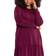 Roman Curve Frill Hem Long Sleeve Dress - Bordeaux