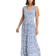 Roman Ditsy Floral Shirred Waist Maxi Dress - Blue