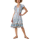 Roman Floral Border Print Tiered Dress - Aqua
