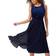 Roman Petite Velvet Pleated Midi Dress - Midnight Blue