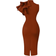 Xxtaxn Women's Cocktail Bodycon Ruffle Sleeveless Formal Midi Pencil Dress - Brownnish Red