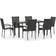 vidaXL Dining Set 7 Piece Rattan Gray Poly Rattan Ensemble repas de patio, 1 Table incluse 6 Chaises