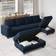 Belffin Sectional Couch with Storage Ottoman Velvet Blue Sofa 106.7" 4 Seater