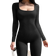 OQQ Ribbed Long Sleeve Sport Jumpsuits - Black