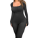 OQQ Ribbed Long Sleeve Sport Jumpsuits - Black