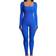 OQQ Ribbed Long Sleeve Sport Jumpsuits - Blue