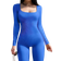 OQQ Ribbed Long Sleeve Sport Jumpsuits - Blue