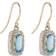 Elongated Sky Blue Topaz And Diamond Surround Drop Earrings