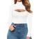 Mangopop Womens Sexy Cutout Front T-shirt Long Sleeve Short Sleeve Bodysuit Jumpsuits - White