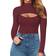 Mangopop Womens Sexy Cutout Front T-shirt Long Sleeve Short Sleeve Bodysuit Jumpsuits - Burgundy