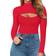 Mangopop Womens Sexy Cutout Front T-shirt Long Sleeve Short Sleeve Bodysuit Jumpsuits - Red